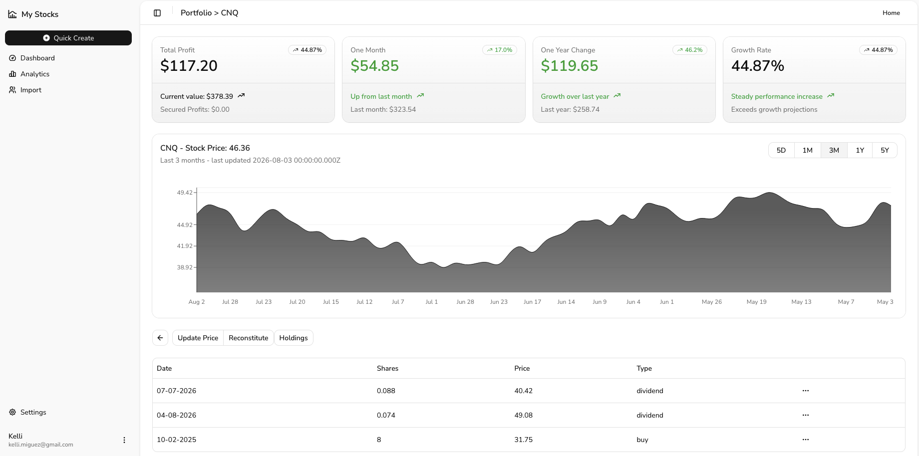 Stock Portfolio Tracker
